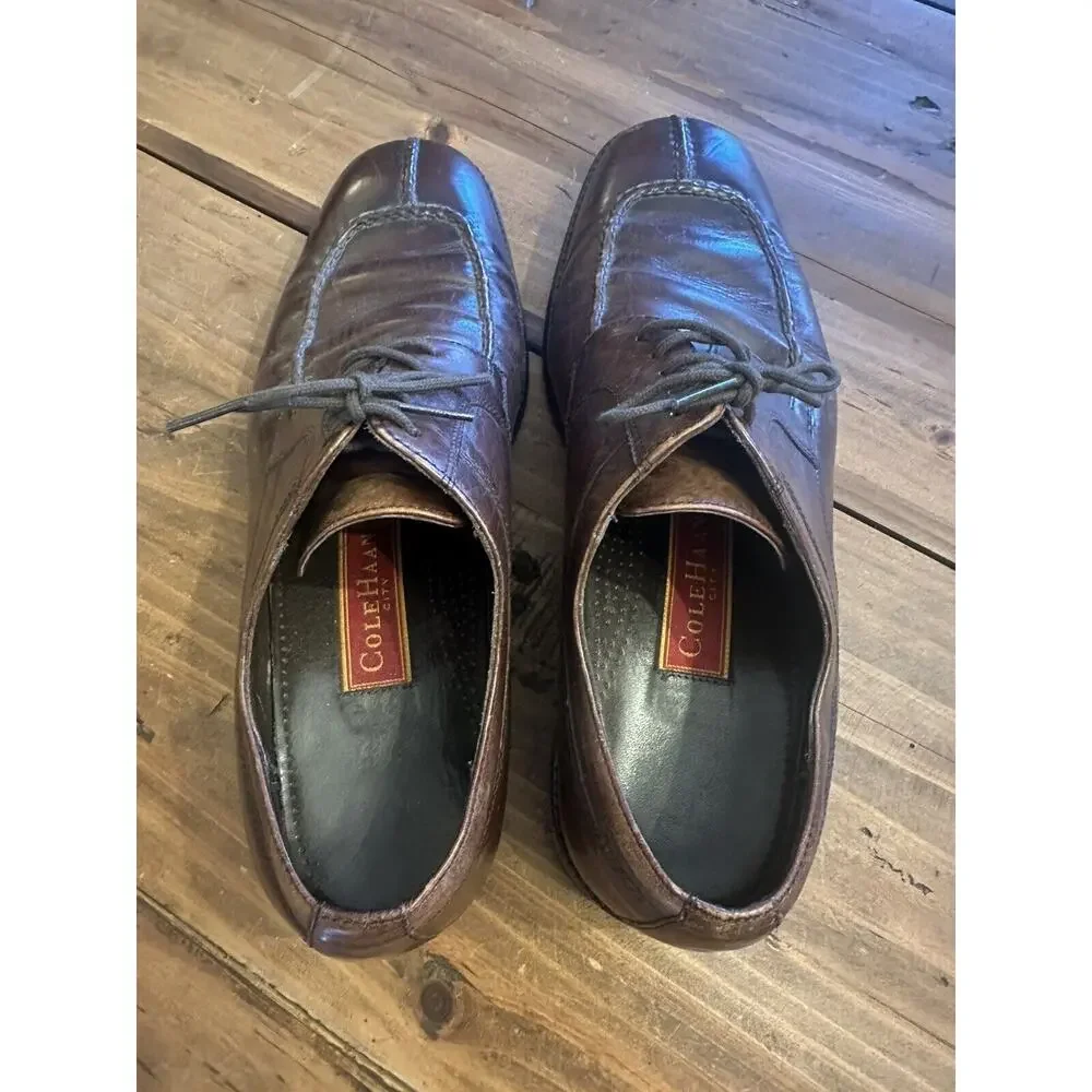 Cole Haan City Brown Leather Oxford Men’s Shoes Size 9.5M Cap Toe Stitch Office